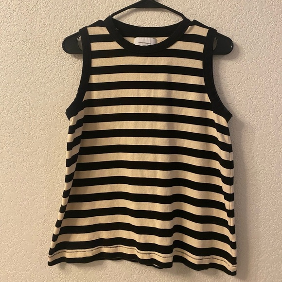 Current/Elliott Tops - Current Elliott Black Cream Striped Tank Top